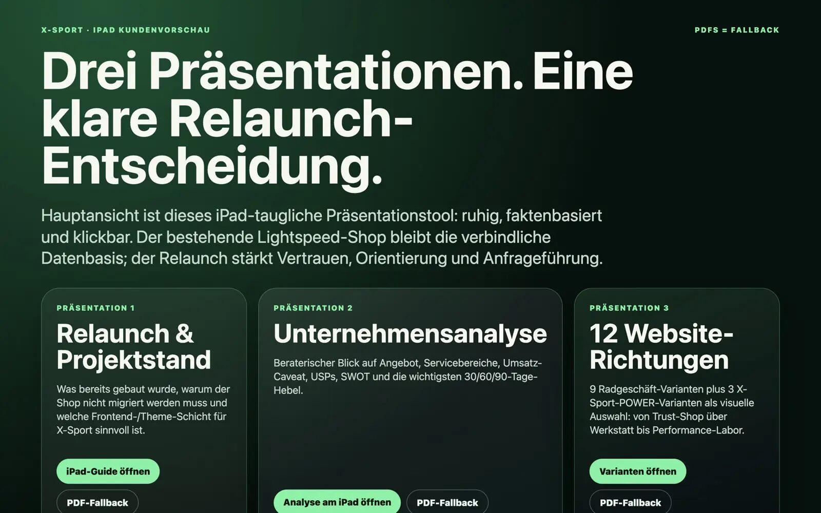 Präsentationsseite für den Radsport-Fachhandel X-Sport