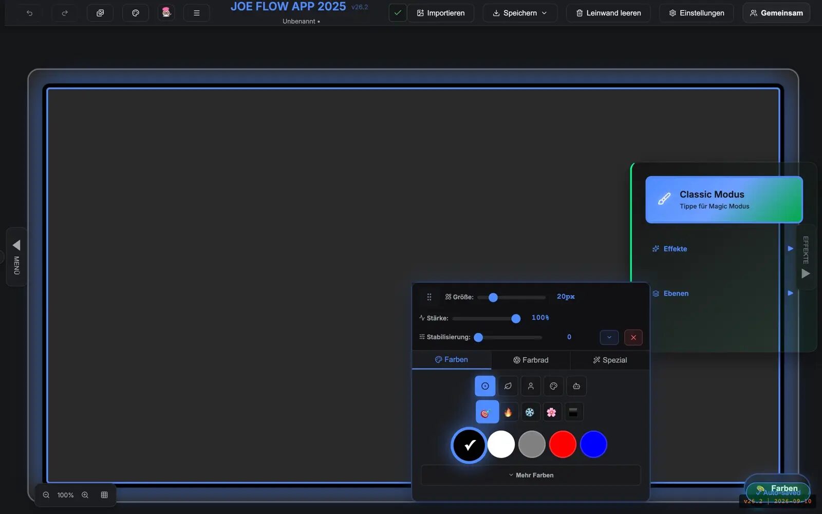 Zeichen-App mit Werkzeugleiste im Browser