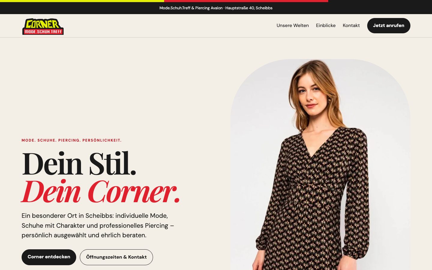 Vorschau Variante E: elegante, warme Boutique-Seite mit organischen Formen