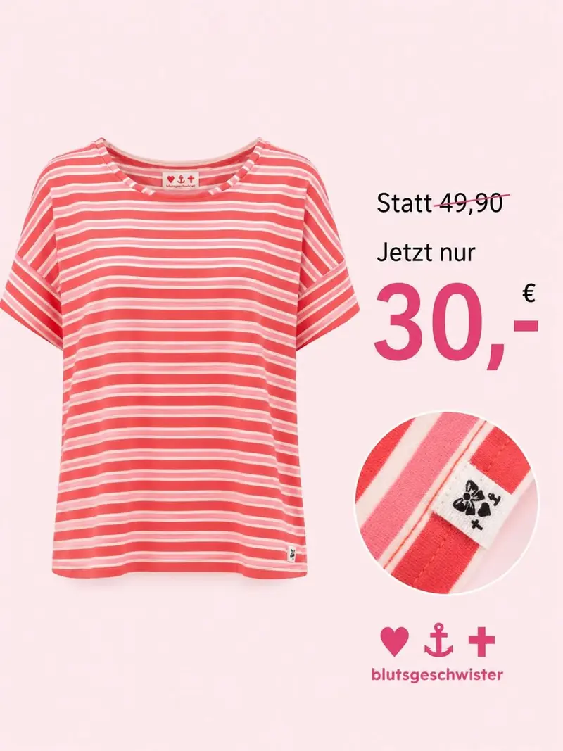 Gestreiftes Blutsgeschwister-Shirt als Beispiel für ein früheres Angebot