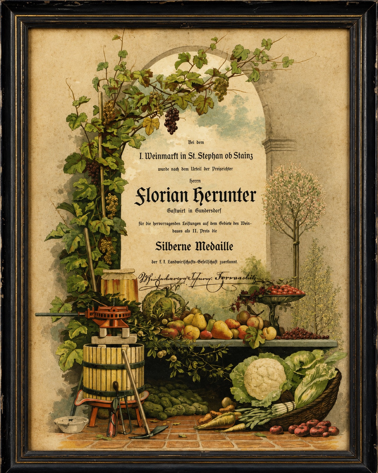 Silberne Medaille des I. Weinmarkts in St. Stephan ob Stainz