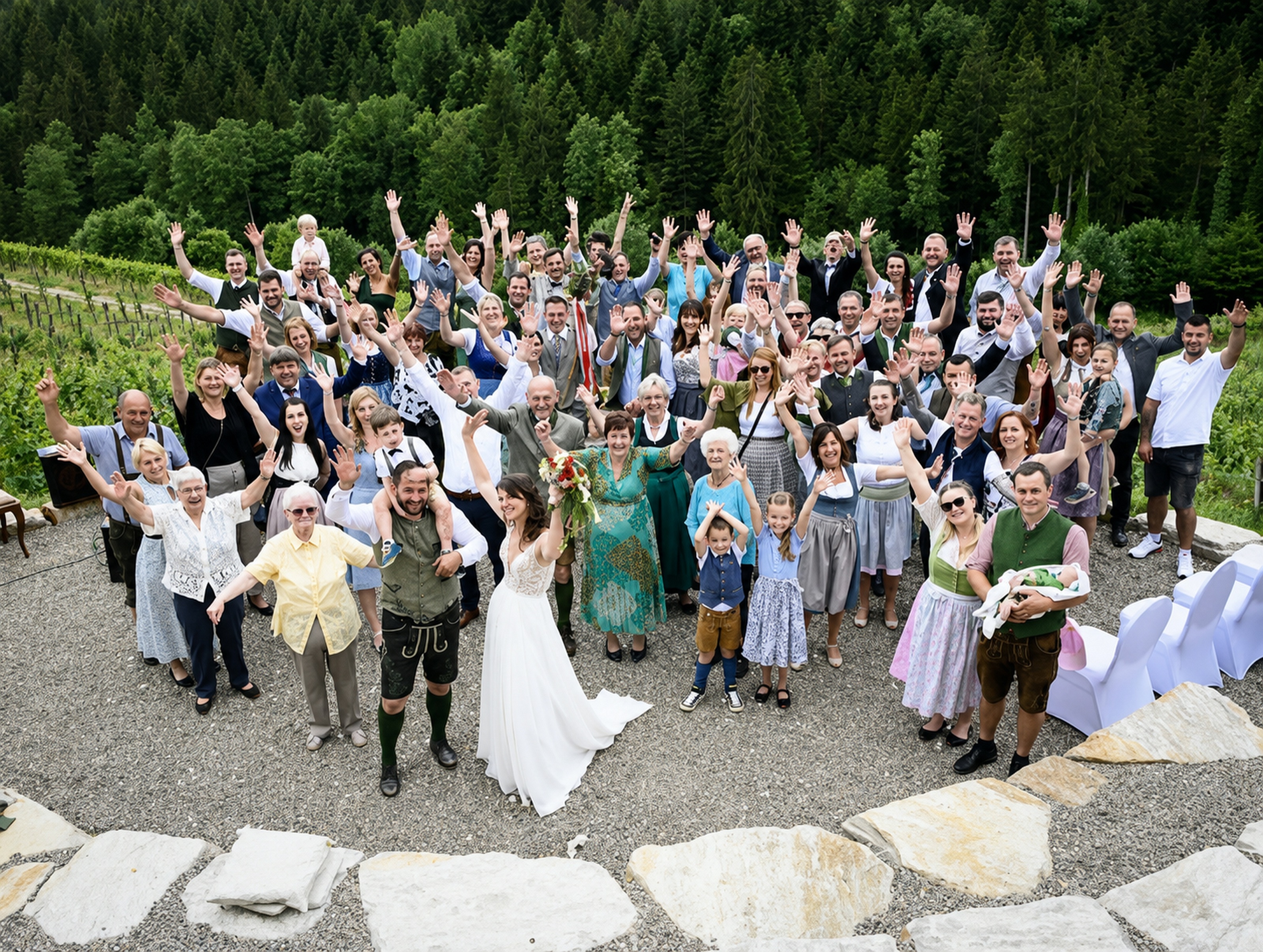 Hochzeitsgesellschaft am Panoramaplatz