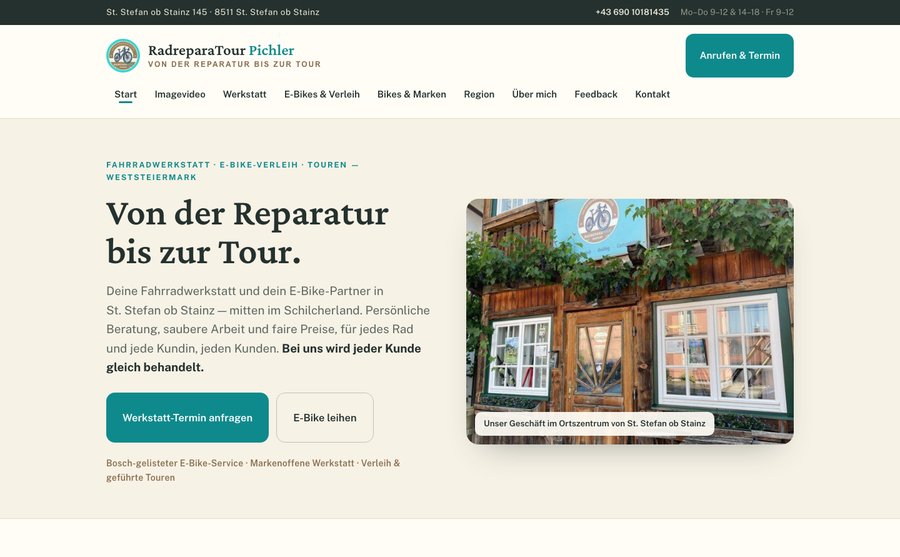 Vorschau der Startseite von Variante A